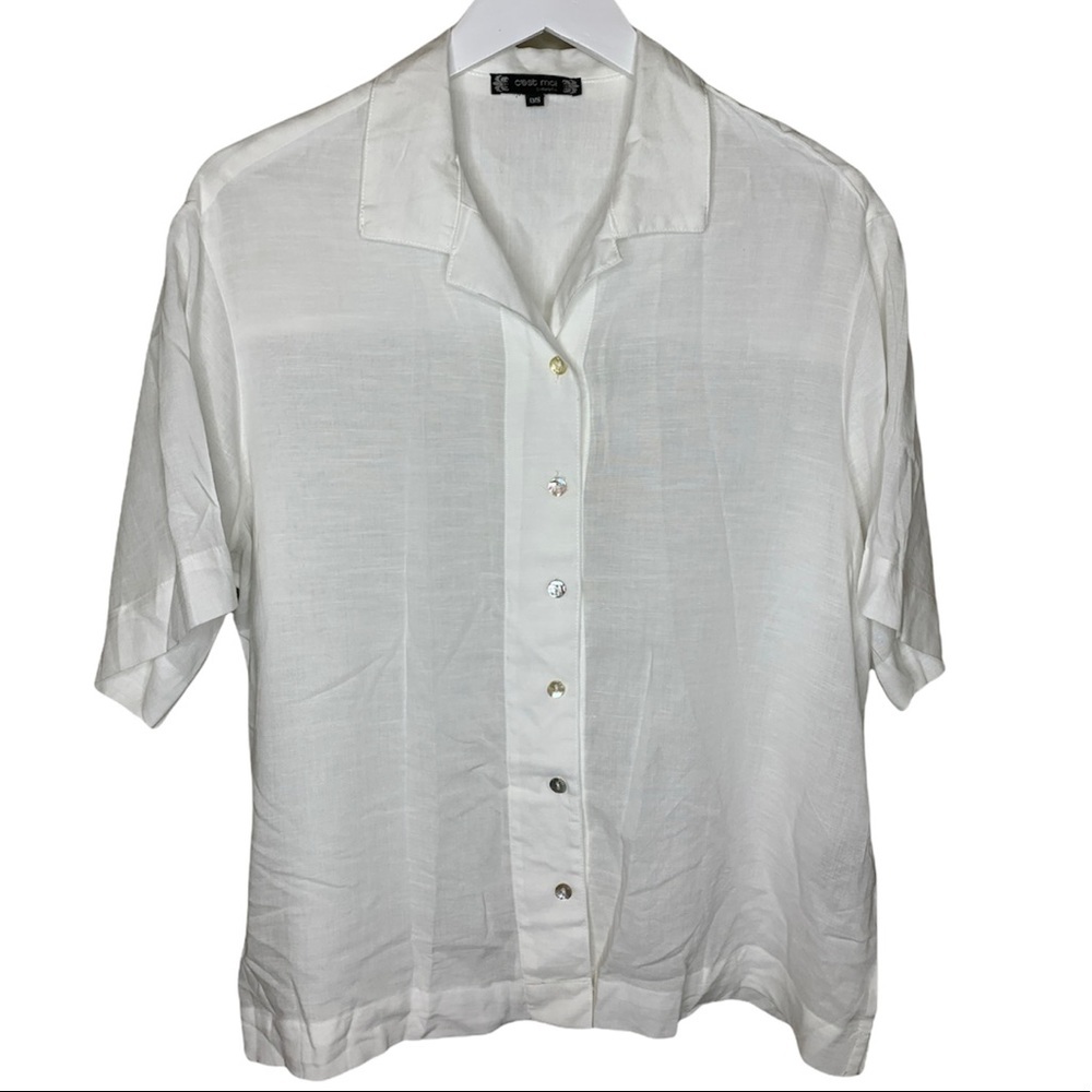 C’EST MOI Boxy Fit Button Down Blouse Ivory One Size O/S  (XS-Large)